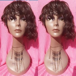 Short pixie cut human blend hair wig